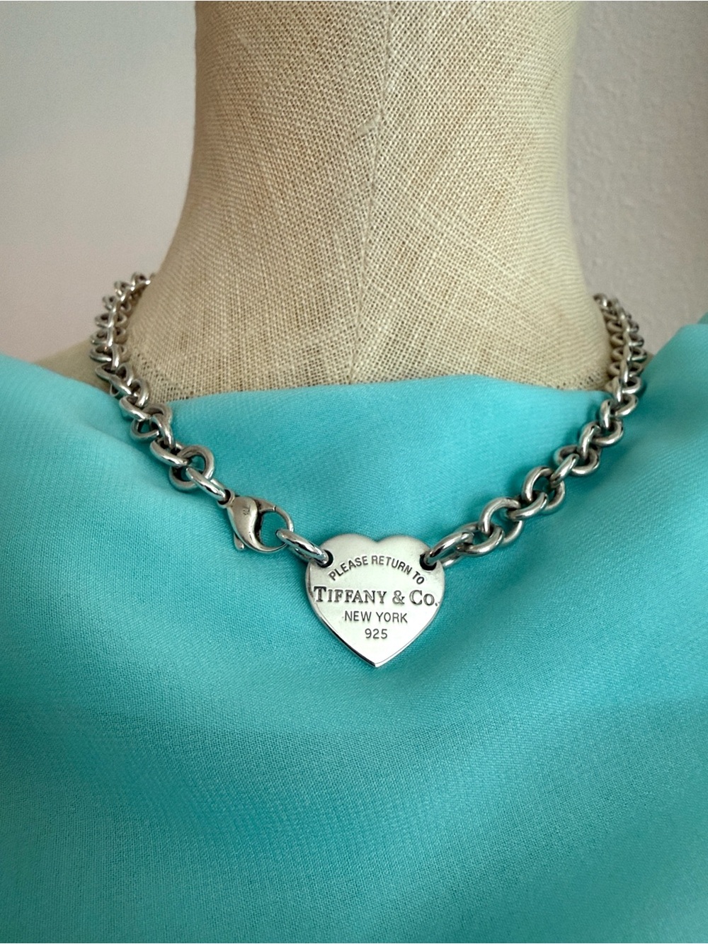 18” ICONIC Please Return To Tiffany Heart Tag Choker Necklace - Picture 14 of 14